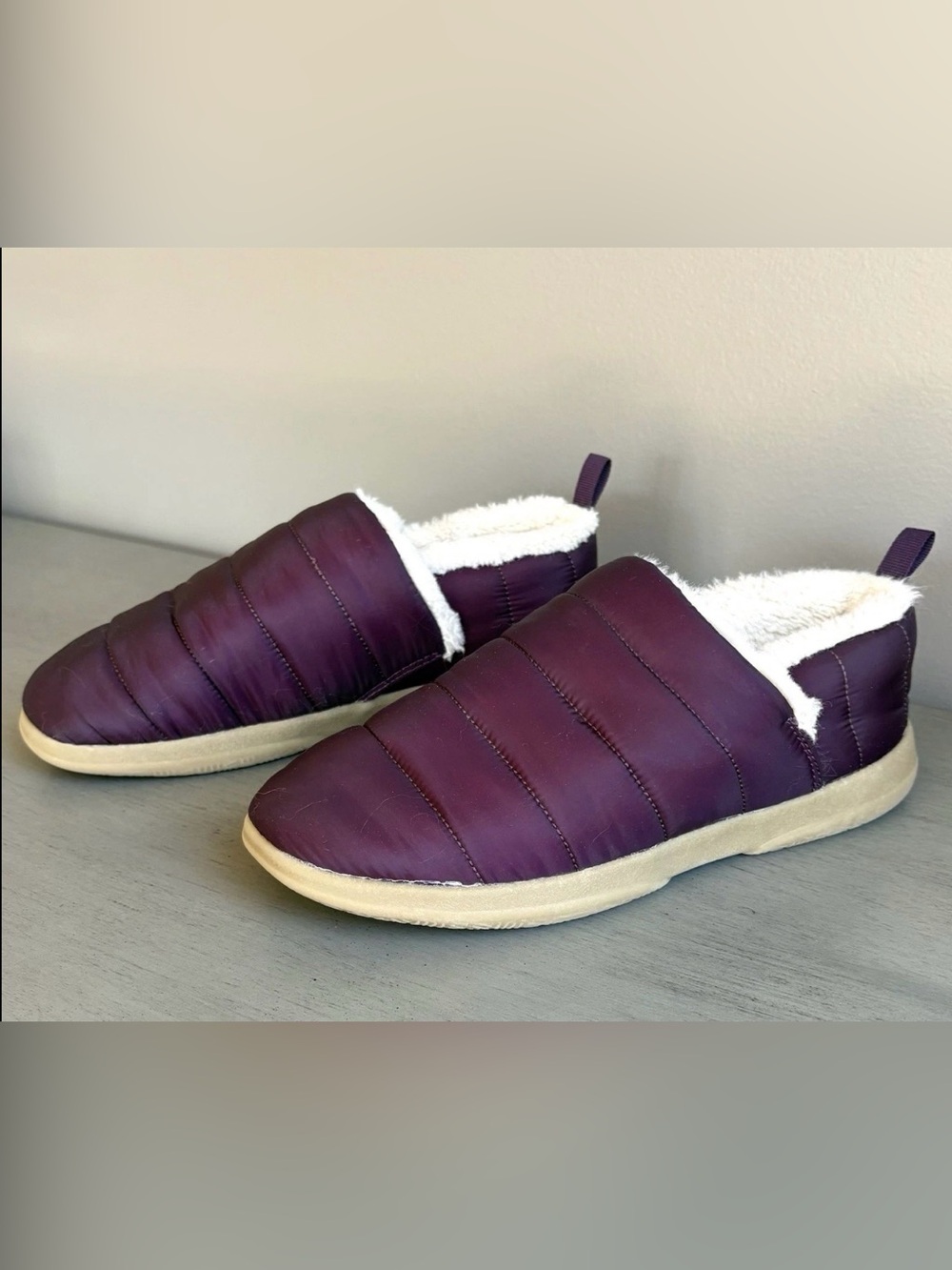6.5 Vionic Tranquil Supportive Insulated Slip On Slipper Purple Women Sherpa Plu